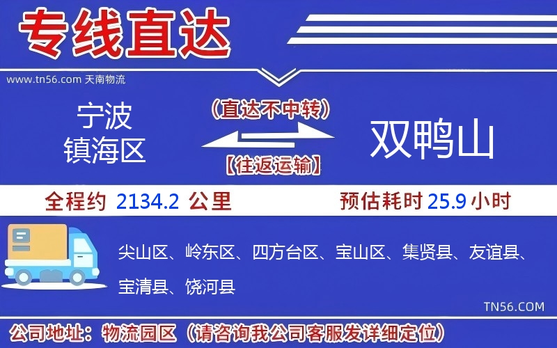 宁波镇海区到双鸭山物流公司