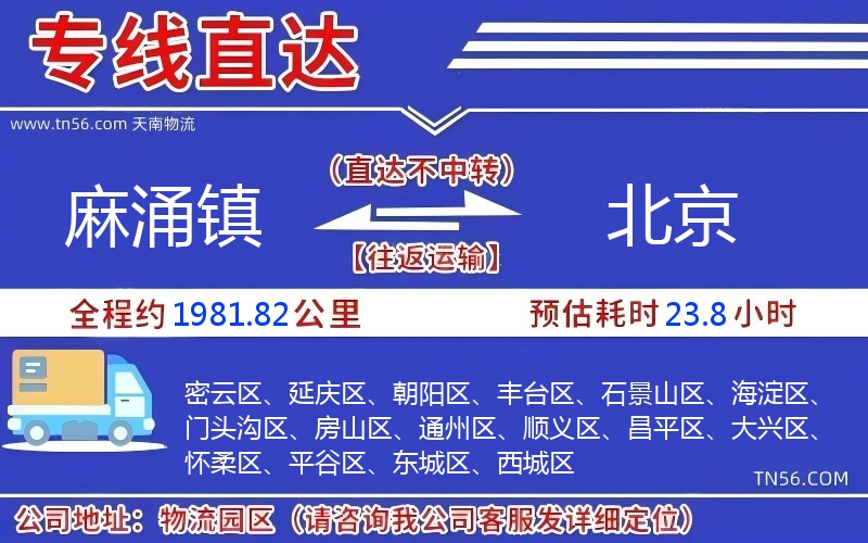 麻涌镇到北京物流公司