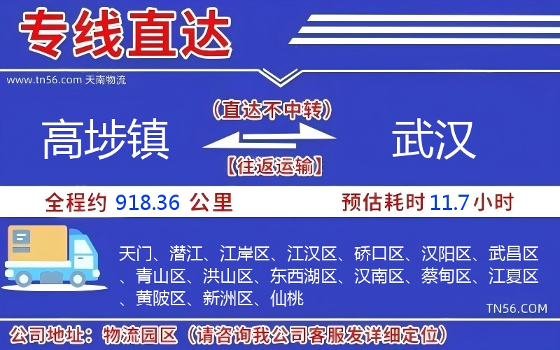 高埗镇到武汉物流公司
