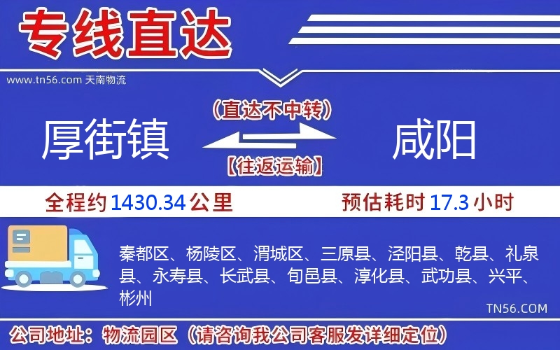 厚街镇到咸阳物流公司