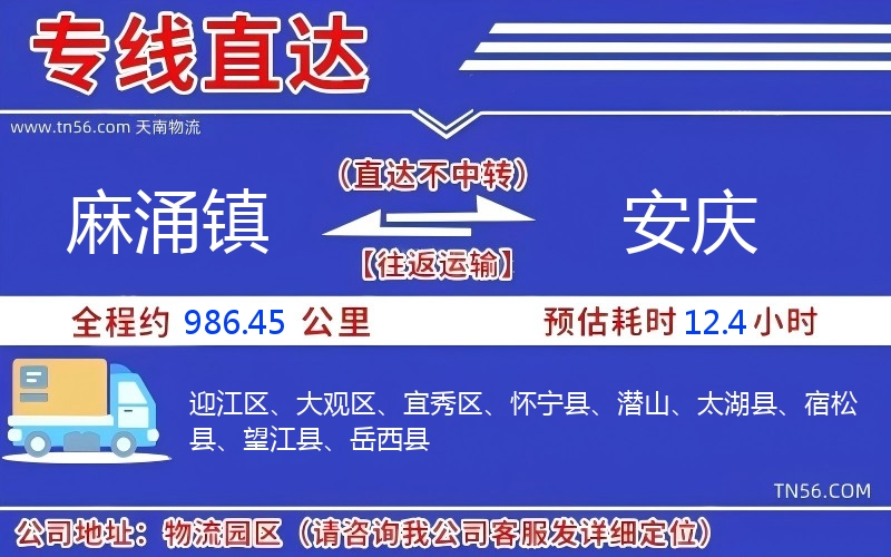 麻涌镇到安庆物流公司 麻涌镇到安庆物流公司