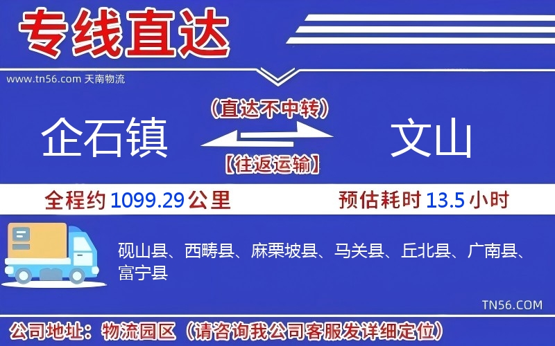 企石镇到文山物流公司 企石镇到文山物流公司