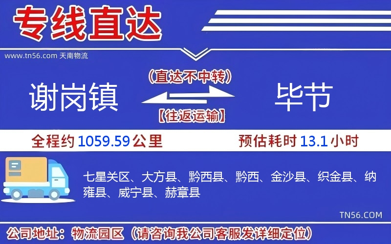谢岗镇到毕节物流公司