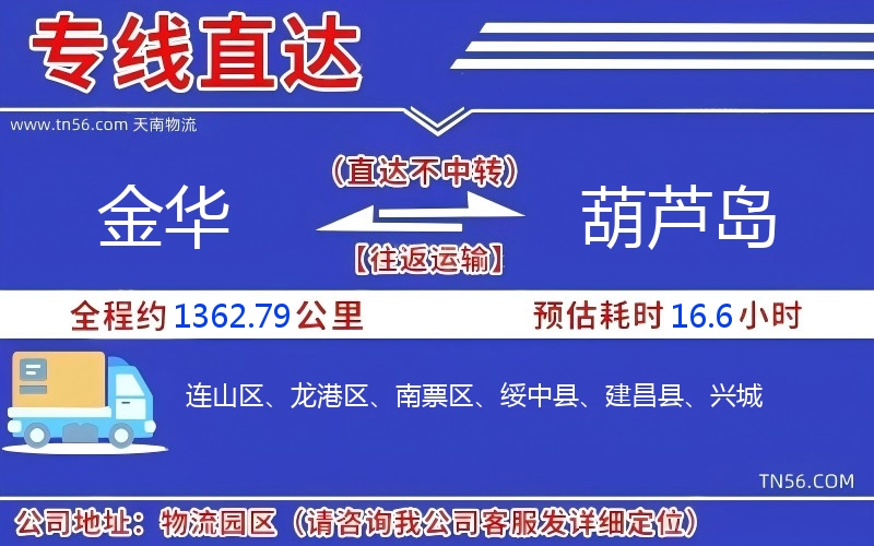 金华到葫芦岛物流公司 金华到葫芦岛物流公司