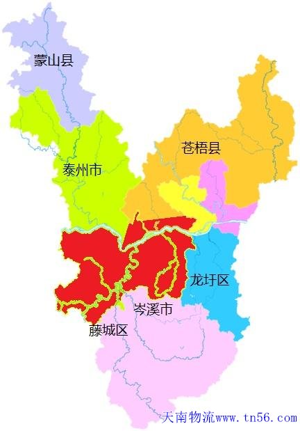 东莞到梧州市物流舆图